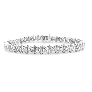 1.00 Carat X-Link Diamond Tennis Bracelet in Sterling Silver - 7.5"