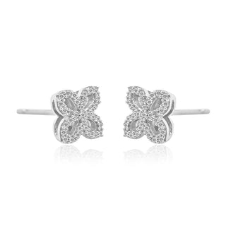 1/6 Carat Diamond Flower Earrings in Sterling Silver