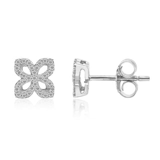 1/6 Carat Diamond Flower Earrings in Sterling Silver