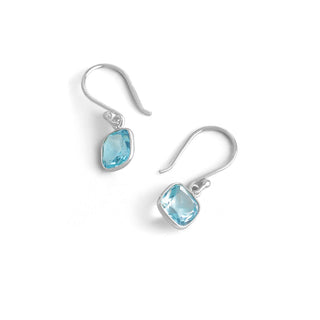 2.50 Carat Blue Topaz Dangle Earrings in Sterling Silver