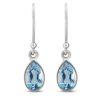 2.00 Carat Blue Topaz Dangle Earrings in Sterling Silver