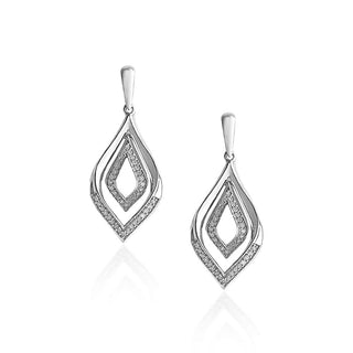 1/5 Carat Leaf Shaped Diamond Drops in Sterling Silver