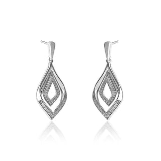 1/5 Carat Leaf Shaped Diamond Drops in Sterling Silver