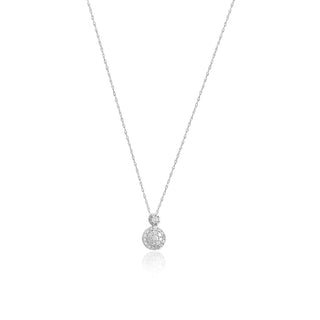 1/3 Carat Diamond Halo Necklace in 10K White Gold - 18"