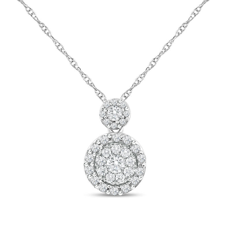 1/3 Carat Diamond Cluster Pendant Necklace in 10K White Gold