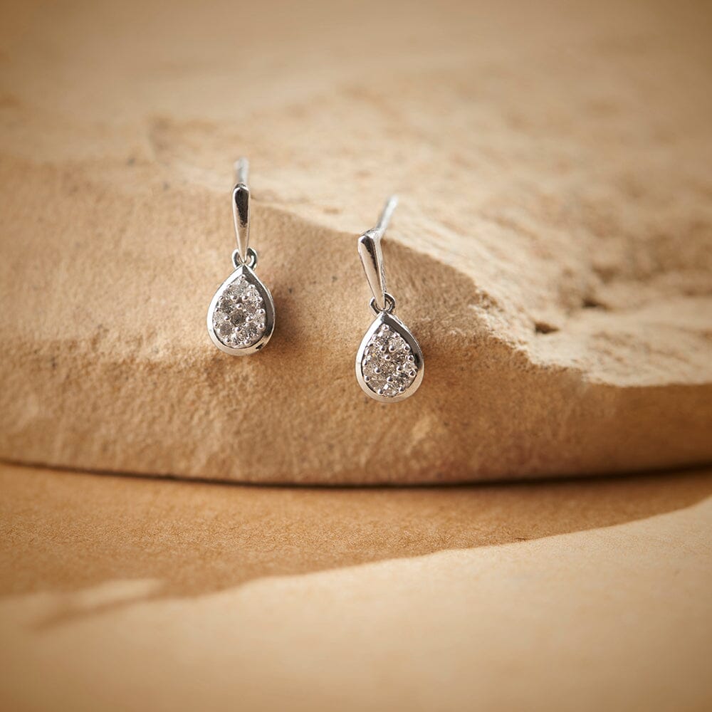 Diamond Teardrop Earrings Sterling Silver