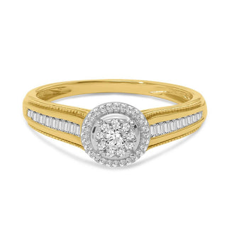 1/3 Carat Diamond Halo Cluster Ring in 10K Yellow Gold