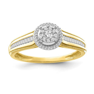 1/3 Carat Diamond Halo Cluster Ring in 10K Yellow Gold