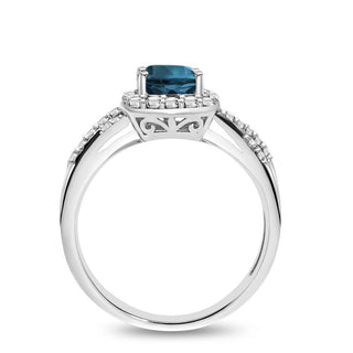 1.56 Carat Genuine London Blue Topaz & White Topaz Ring in Sterling Silver