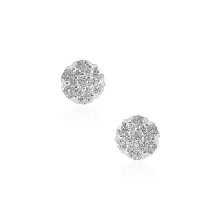 1/2 Carat Floral Lab Grown Diamond Stud Earrings in Sterling Silver