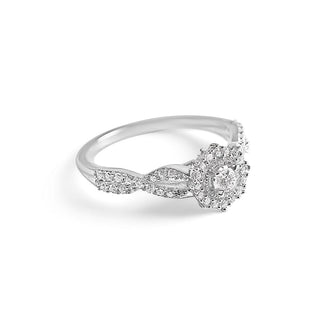 3/8 Carat Hexagonal Cocktail Lab Grown Diamond Ring in Sterling Silver